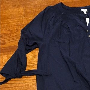 Navy Blue 1/4 Button Down Top